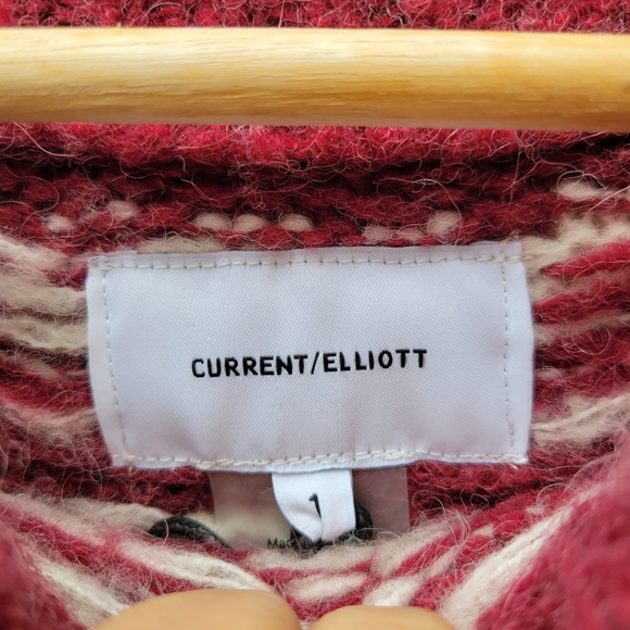 Current Elliott Merino Wool Blend Fair Isle Crewneck Pullover Sweater Size Med - Picture 3 of 4